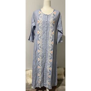 Roller Rabbit x Gorsuch NWT Liza pinstripe light blue embroidered button front w